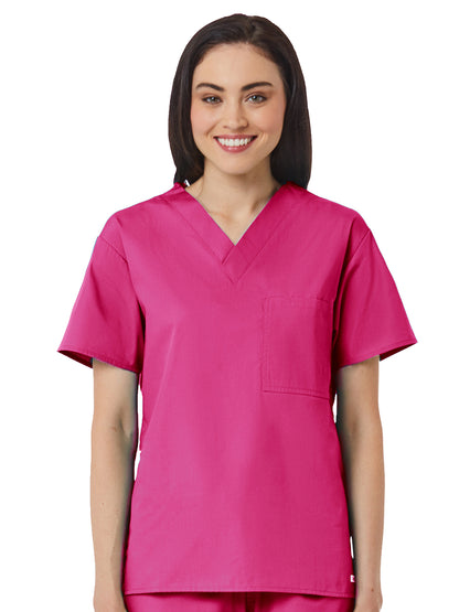 Unisex One-Pocket V-Neck Top - 1006 - Hot Pink