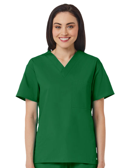 Unisex One-Pocket V-Neck Top - 1006 - Hunter Green