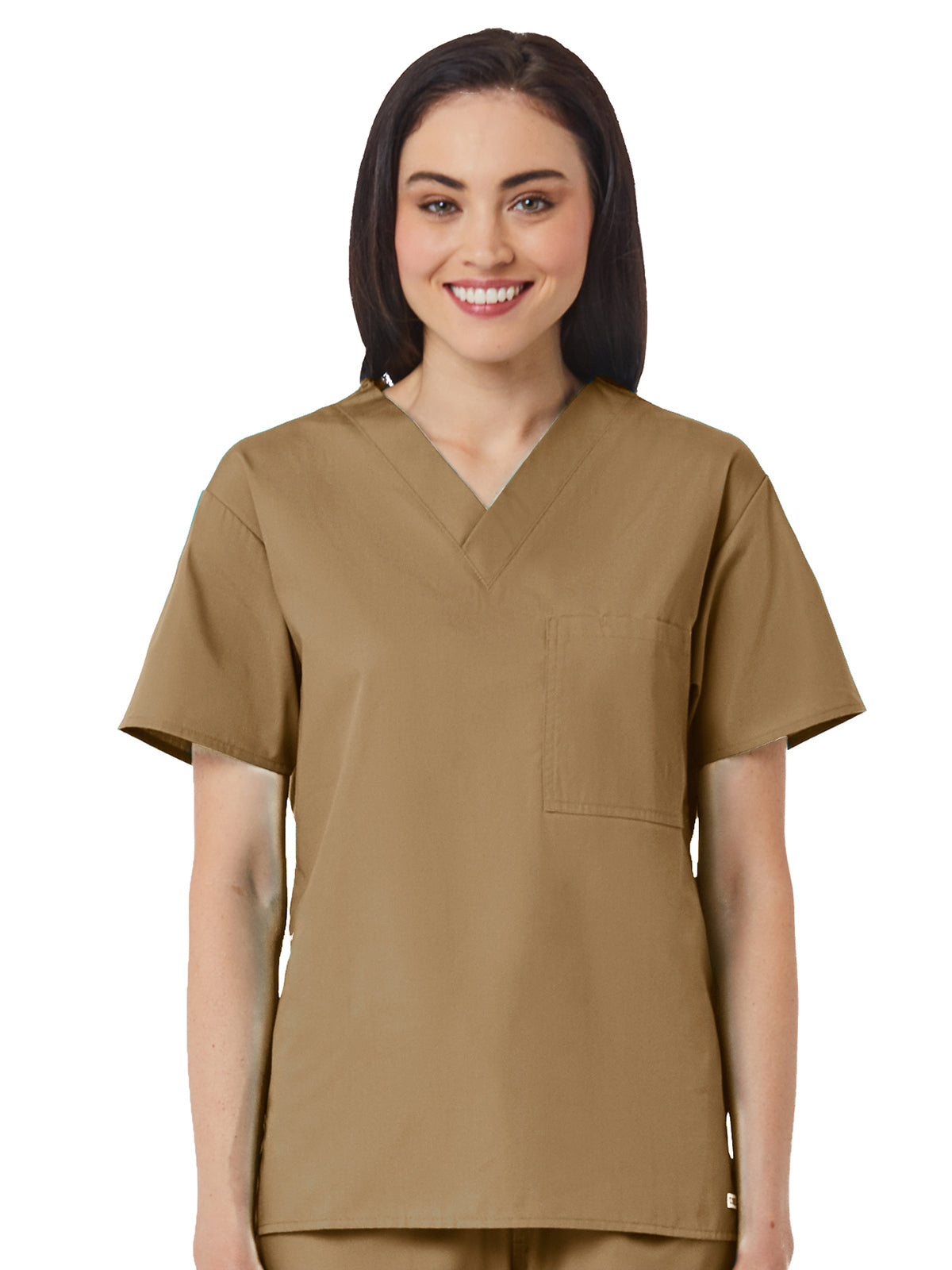 Unisex One-Pocket V-Neck Top - 1006 - Khaki