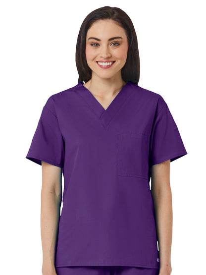 Unisex One-Pocket V-Neck Top - 1006 - Purple