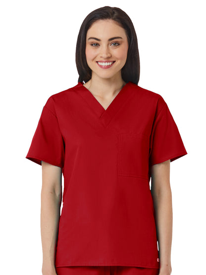 Unisex One-Pocket V-Neck Top - 1006 - Red