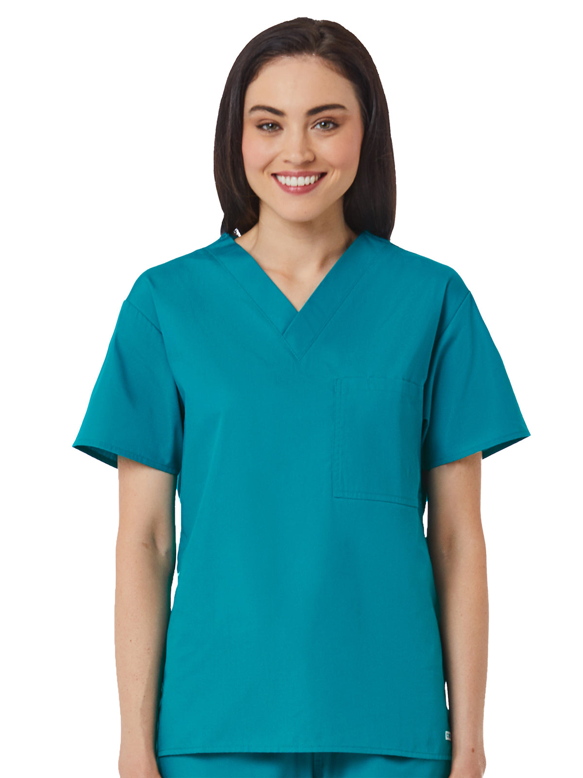 Unisex One-Pocket V-Neck Top - 1006 - Teal