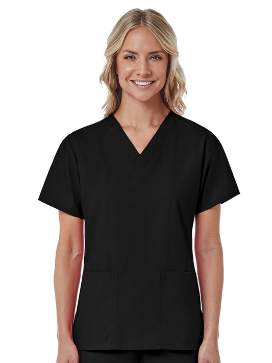 Women's Three-Pocket V-Neck Top - 1016 - Black