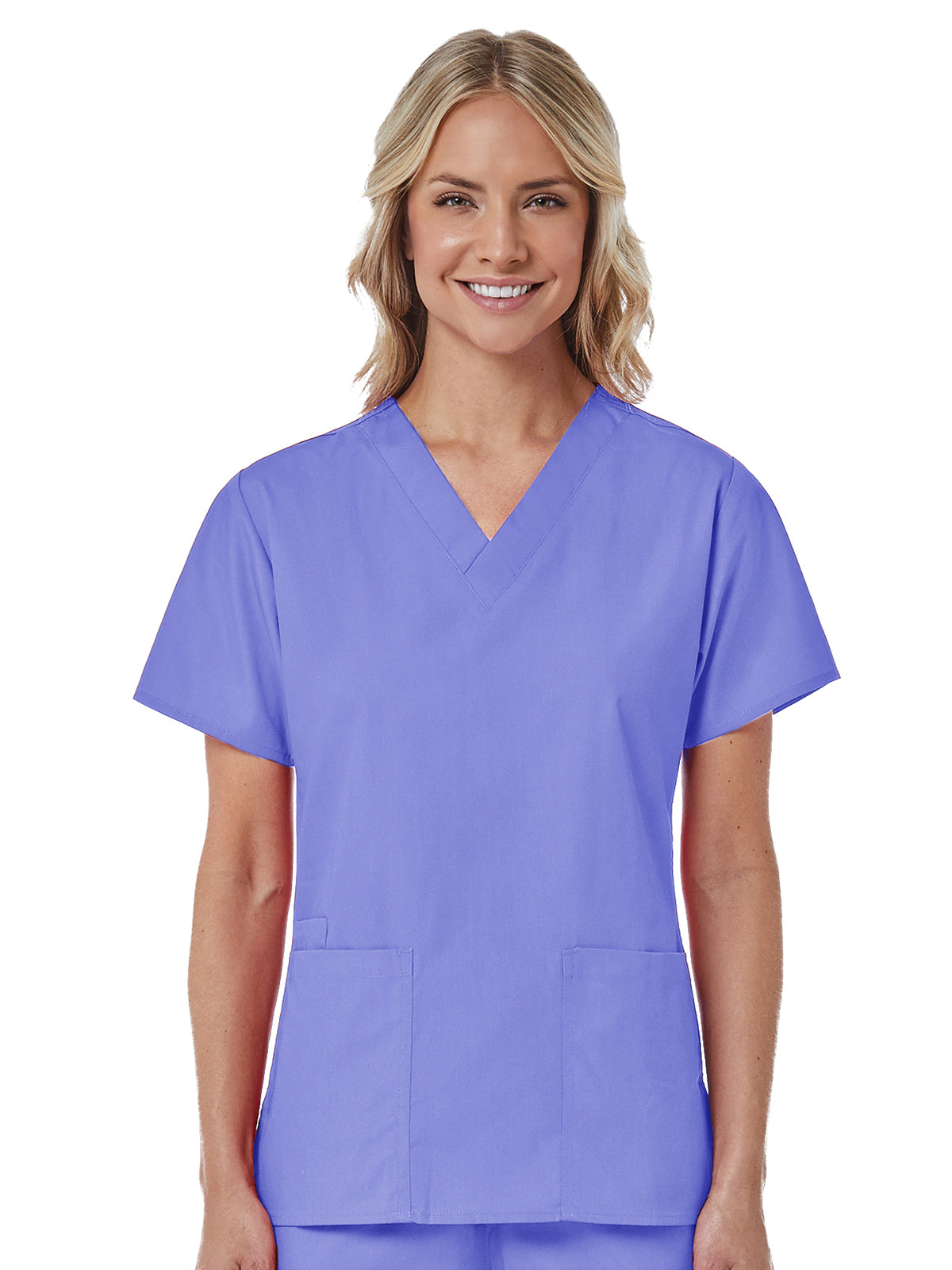 Women's Three-Pocket V-Neck Top - 1016 - Ceil Blue