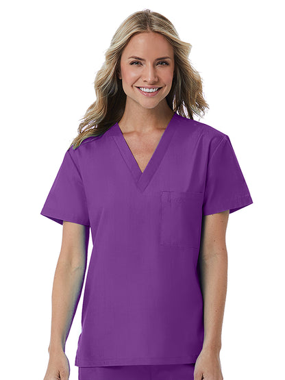 Unisex One-Pocket V-Neck Top - 1706 - Eggplant