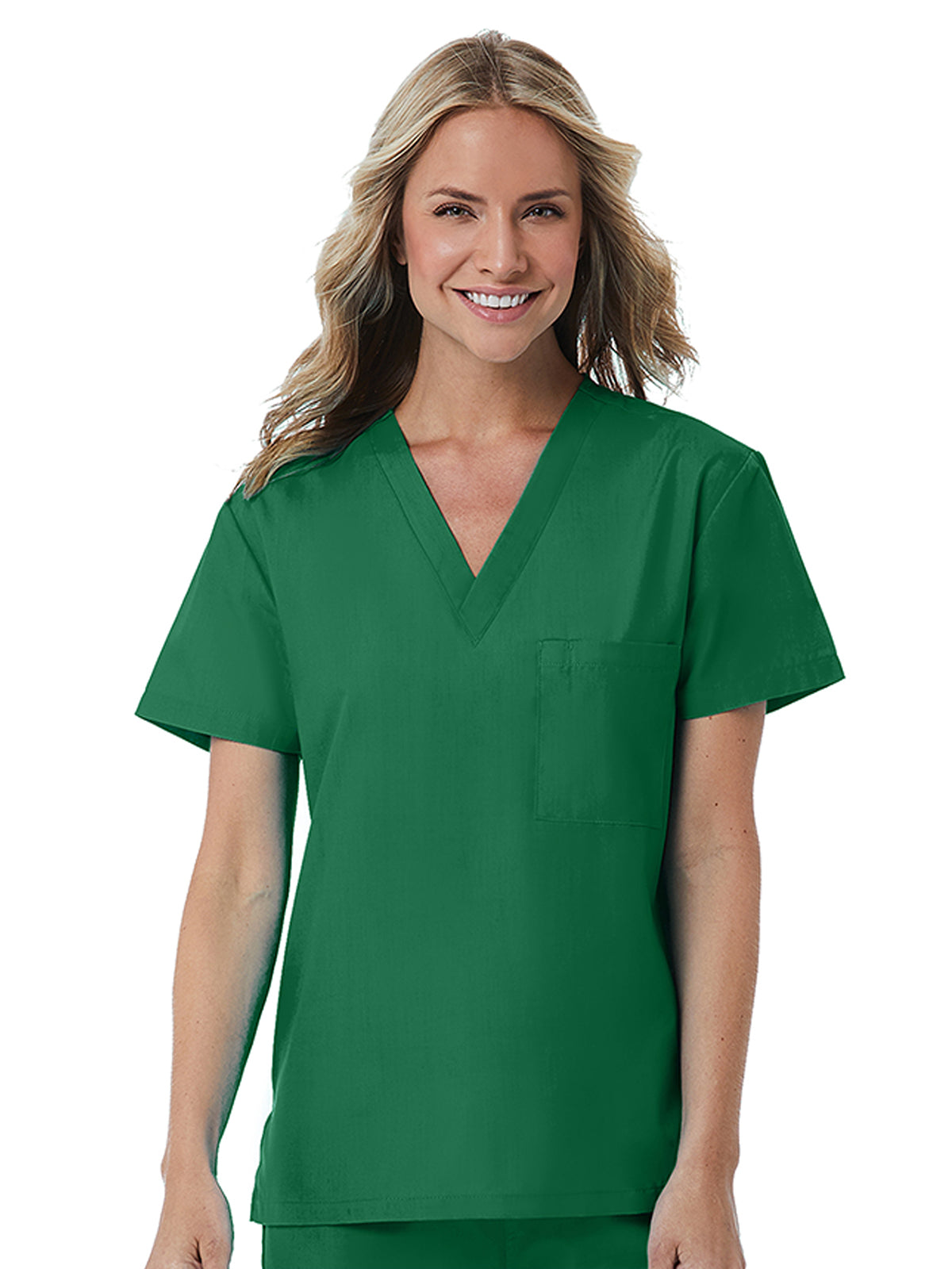 Unisex One-Pocket V-Neck Top - 1706 - Hunter Green