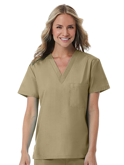 Unisex One-Pocket V-Neck Top - 1706 - Khaki