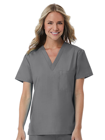 Unisex One-Pocket V-Neck Top - 1706 - Pewter