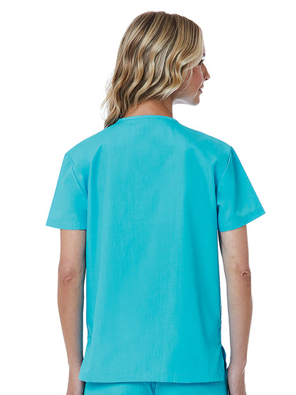 Unisex One-Pocket V-Neck Top - 1706 - Turquoise