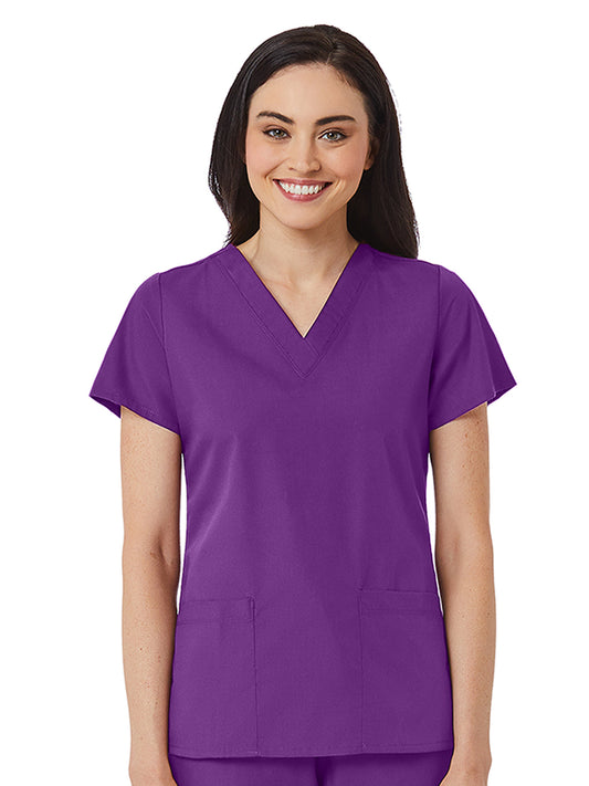 Women's V-Neck Two Pocket Top - 1716 - Eggplant