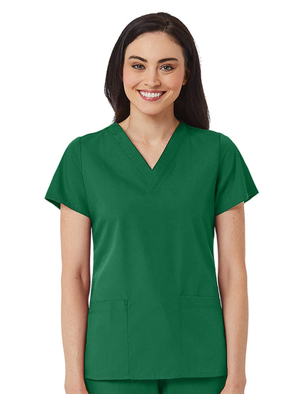 Women's V-Neck Two Pocket Top - 1716 - Hunter Green