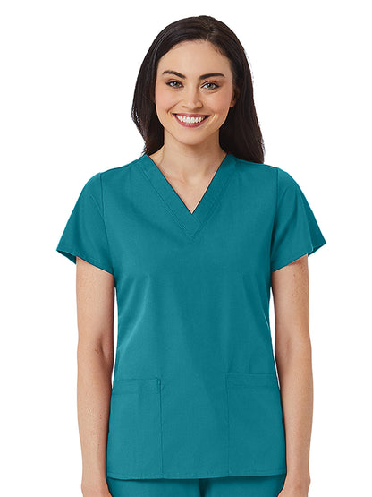 Women's V-Neck Two Pocket Top - 1716 - Teal