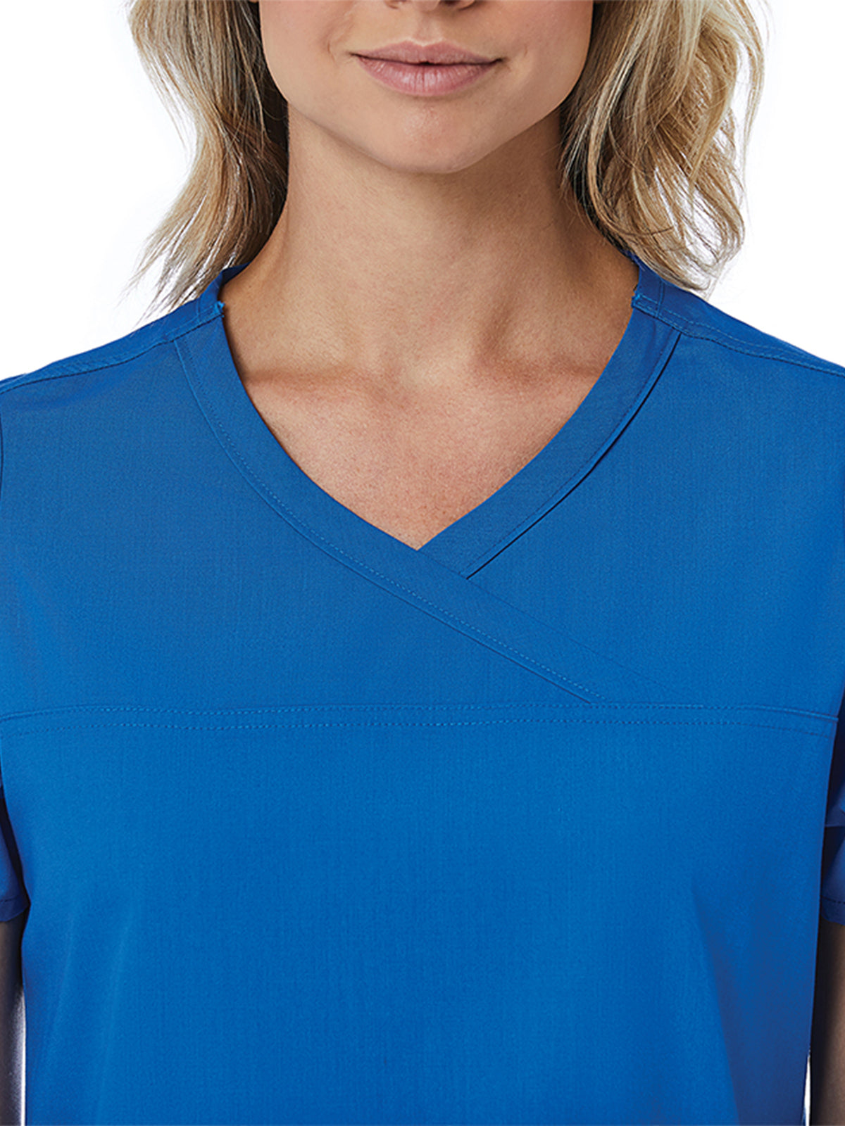 Women's Three-Pocket Curved Mock Wrap Top - 1726 - Royal Blue