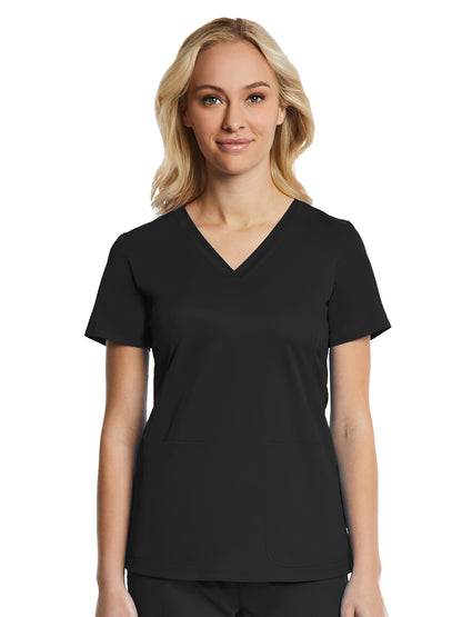 Women's Four-Pocket V-Neck Top - 1768 - Black