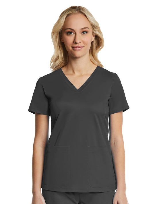 Women's Four-Pocket V-Neck Top - 1768 - Charcoal