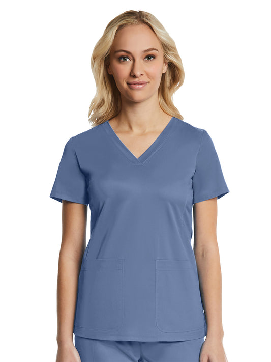 Women's Four-Pocket V-Neck Top - 1768 - Infinity Blue