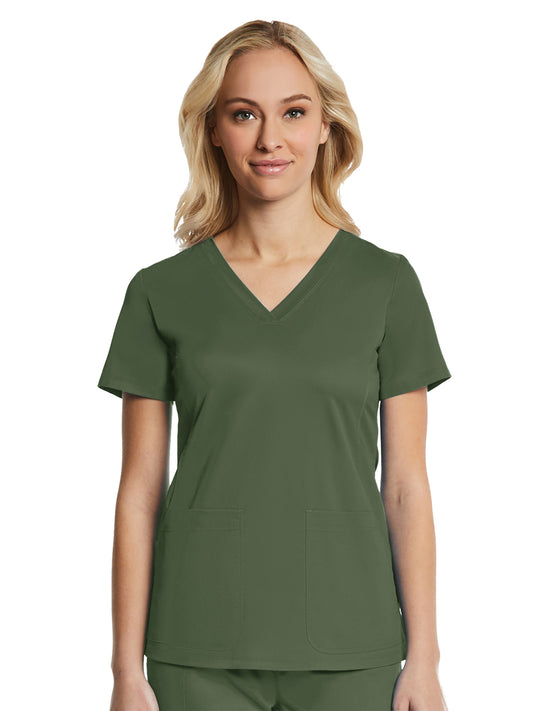 Women's Four-Pocket V-Neck Top - 1768 - Olive