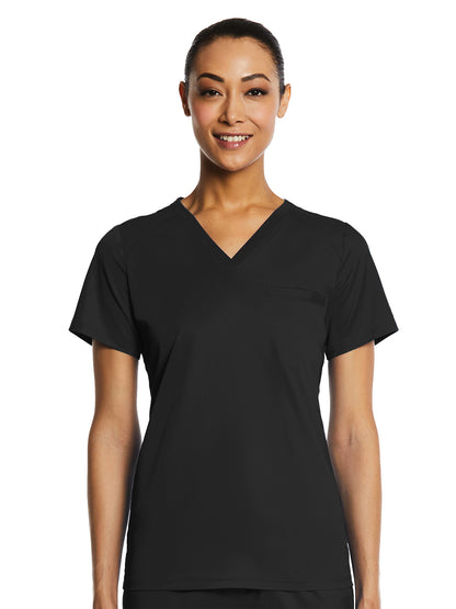 Women's One-Pocket V-Neck Top - 1778 - Black