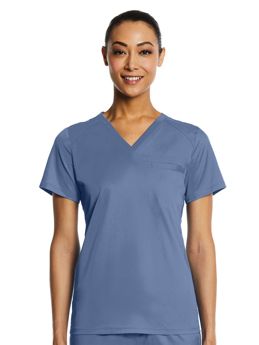 Women's One-Pocket V-Neck Top - 1778 - Infinity Blue