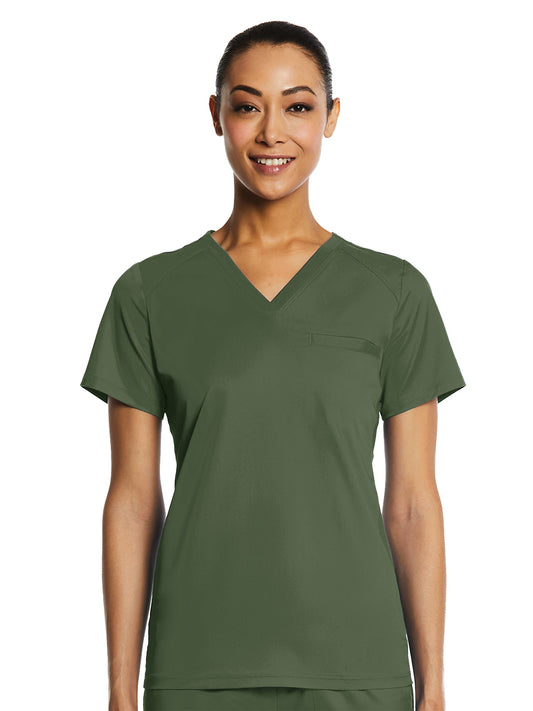 Women's One-Pocket V-Neck Top - 1778 - Olive