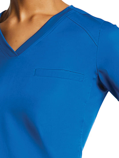 Women's One-Pocket V-Neck Top - 1778 - Royal Blue