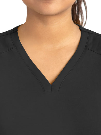 Women's Two-Pocket Tulip-Neck Top - 20302 - Black