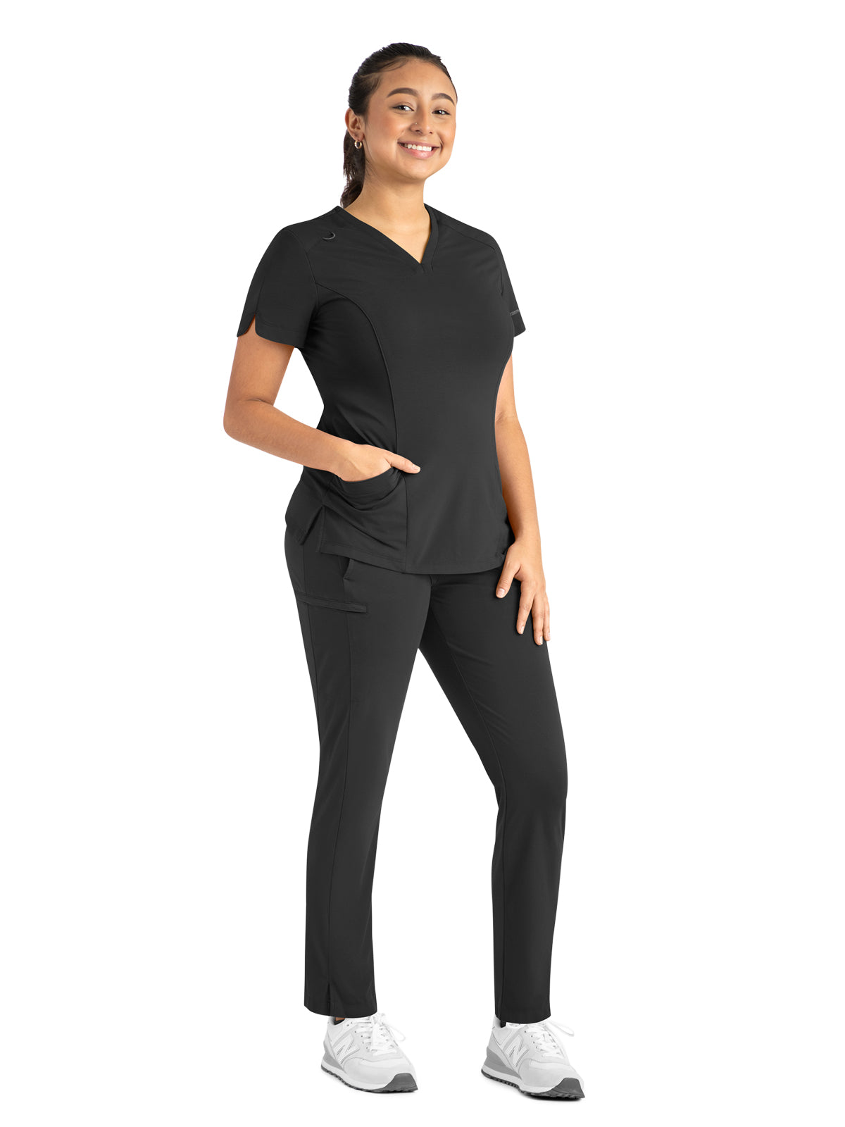 Women's Two-Pocket Tulip-Neck Top - 20302 - Black