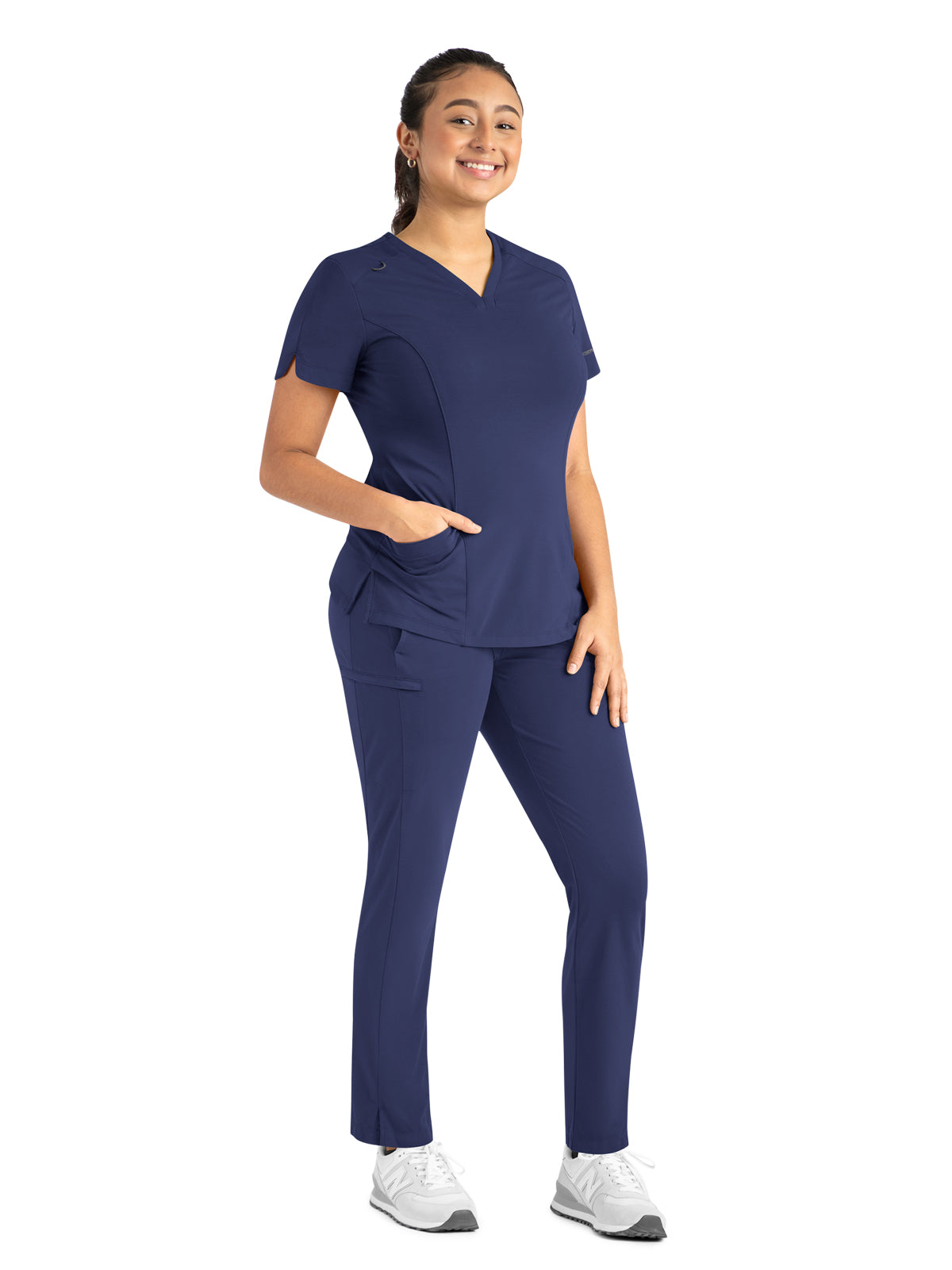 Women's Two-Pocket Tulip-Neck Top - 20302 - Navy