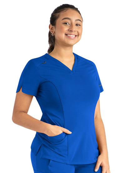 Women's Two-Pocket Tulip-Neck Top - 20302 - Royal Blue