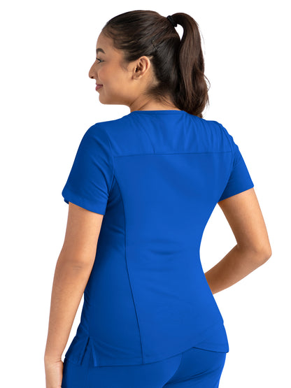 Women's Two-Pocket Tulip-Neck Top - 20302 - Royal Blue