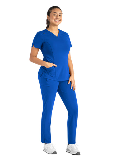 Women's Two-Pocket Tulip-Neck Top - 20302 - Royal Blue