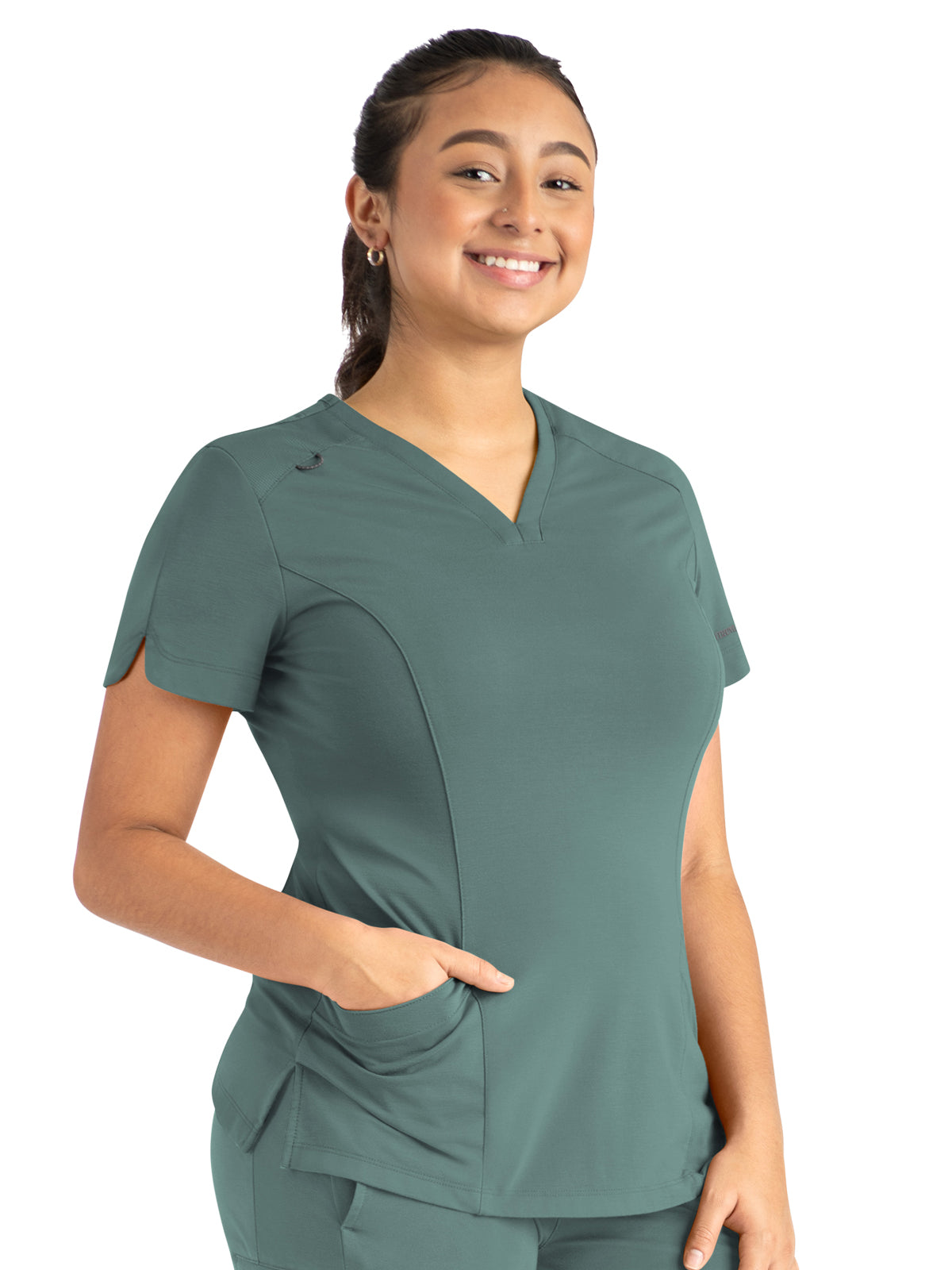 Women's Two-Pocket Tulip-Neck Top - 20302 - Sage