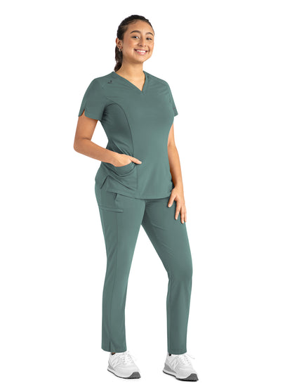 Women's Two-Pocket Tulip-Neck Top - 20302 - Sage