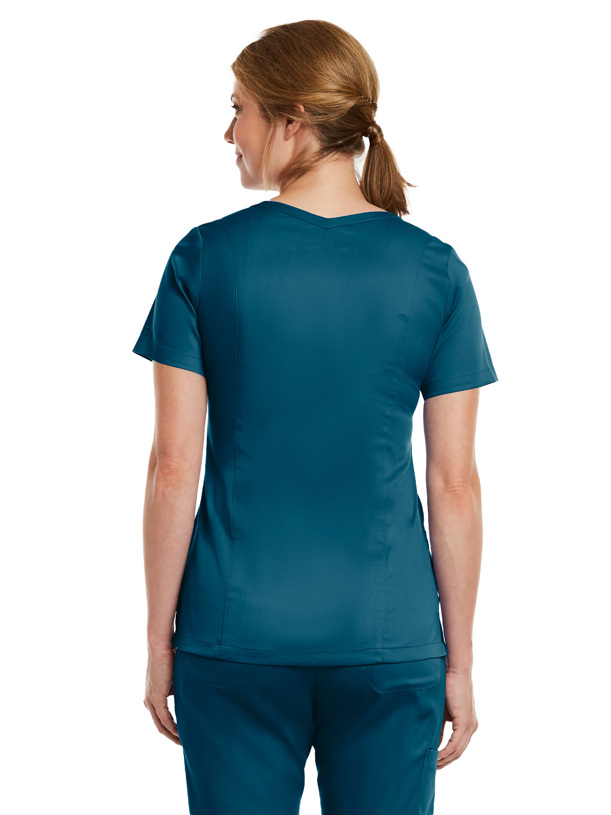 Women's Three-Pocket V-Neck Top - 3501 - Caribbean Blue