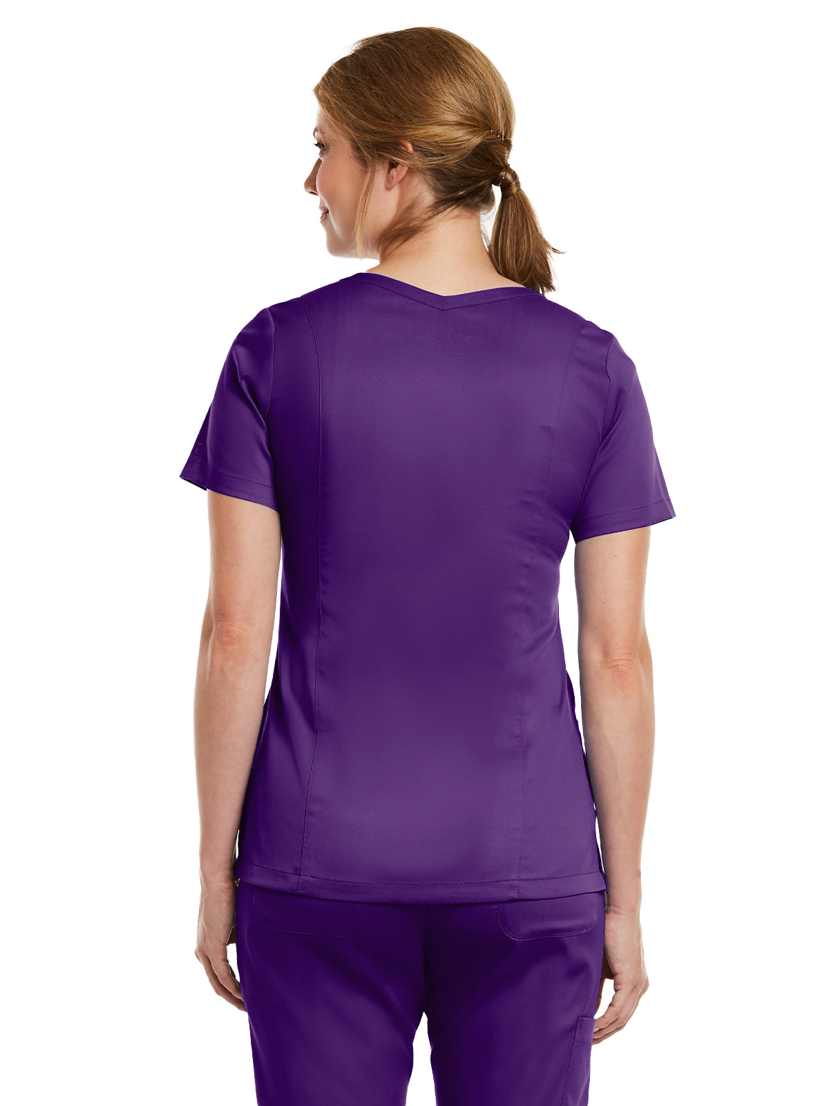 Women's Three-Pocket V-Neck Top - 3501 - Eggplant