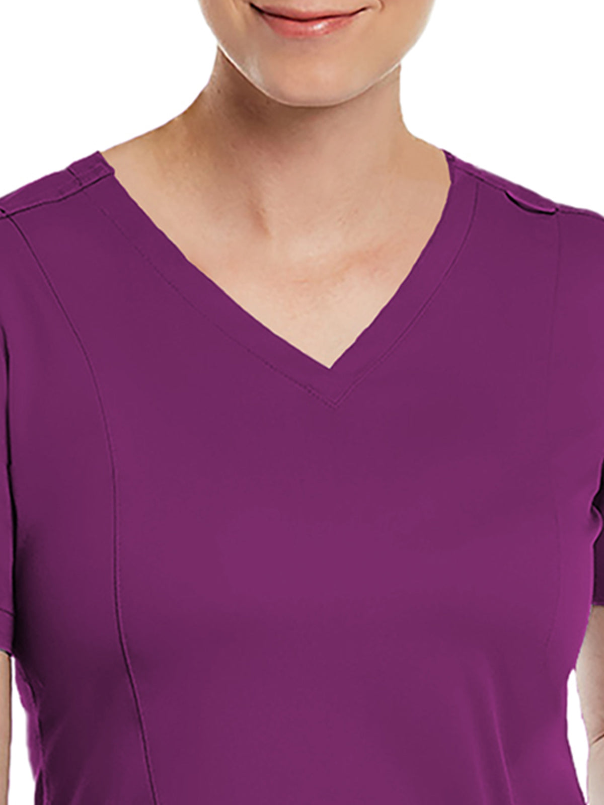 Women's Three-Pocket V-Neck Top - 3501 - Hollyhock