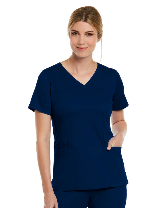 Women's Three-Pocket V-Neck Top - 3501 - Navy