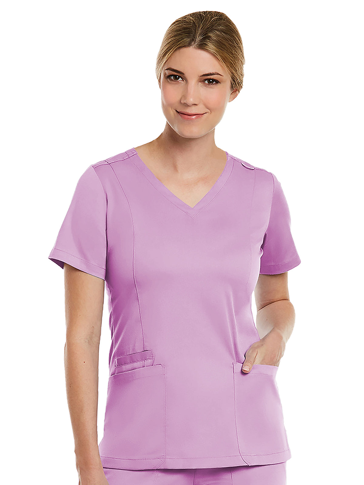 Women's Three-Pocket V-Neck Top - 3501 - Orchid Bouquet