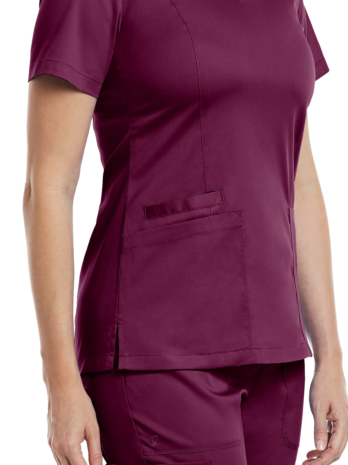 Women's Three-Pocket V-Neck Top - 3501 - Wine