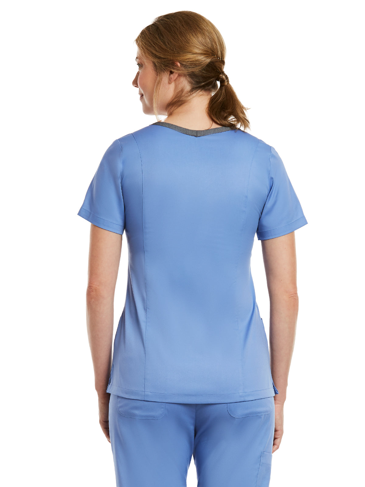 Women's Three-Pocket Heather Neck Band Top - 3502 - Ceil Blue