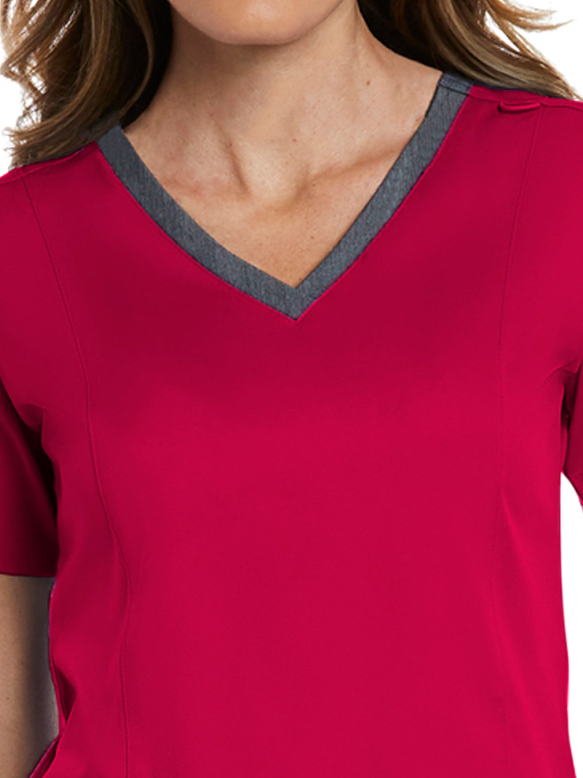 Women's Three-Pocket Heather Neck Band Top - 3502 - Cherries Jubilee