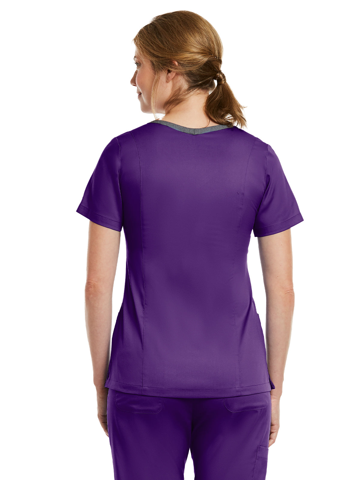 Women's Three-Pocket Heather Neck Band Top - 3502 - Eggplant