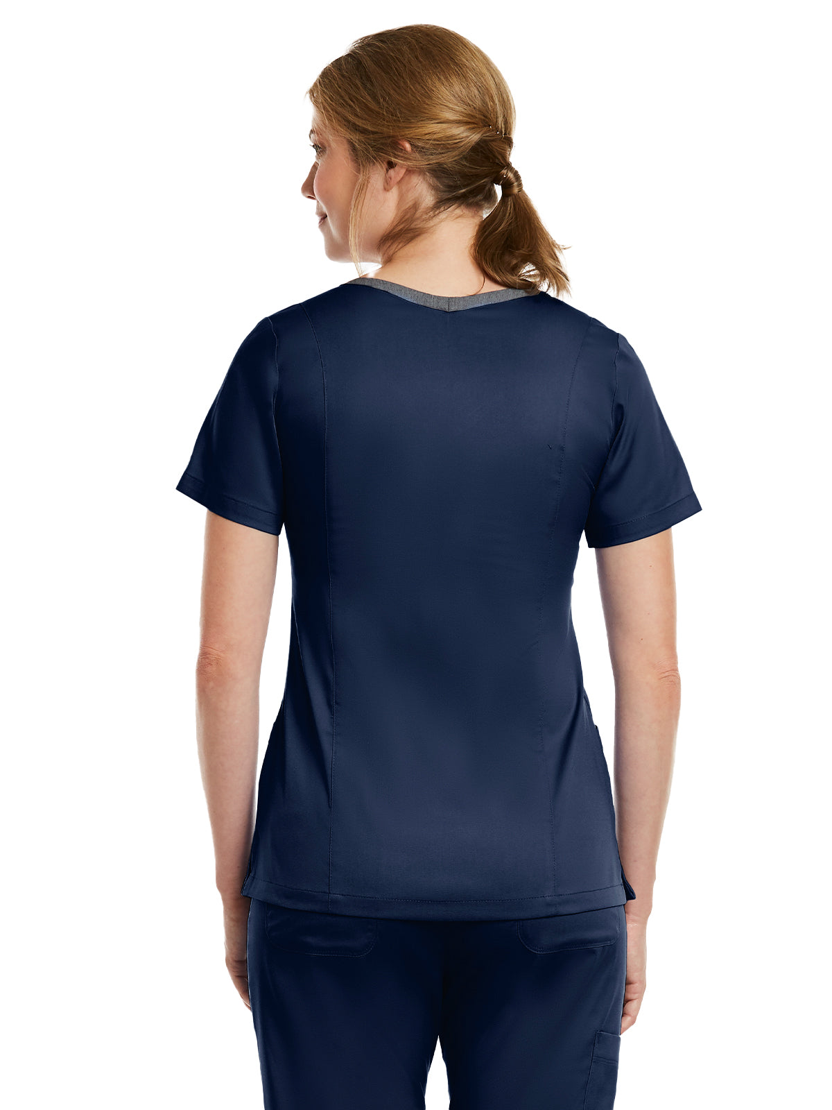 Women's Three-Pocket Heather Neck Band Top - 3502 - Navy