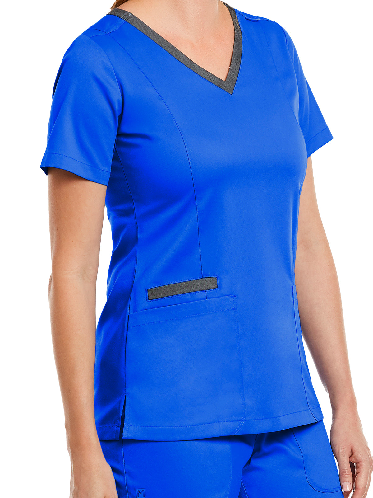 Women's Three-Pocket Heather Neck Band Top - 3502 - Royal Blue