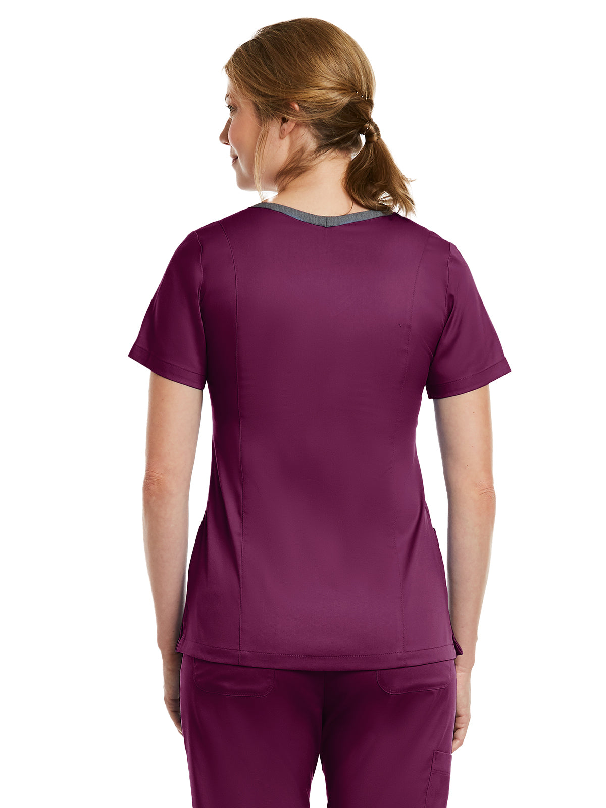 Women's Three-Pocket Heather Neck Band Top - 3502 - Wine