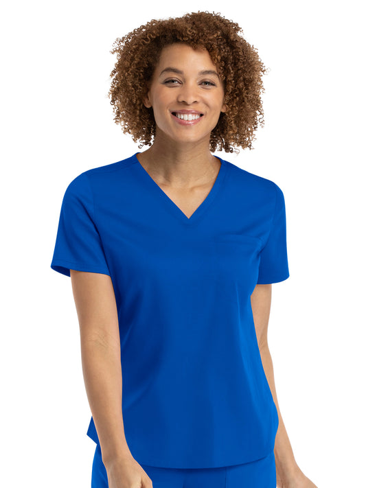 Women's One-Pocket V-Neck Tuck-In Top - 3503 - Royal Blue