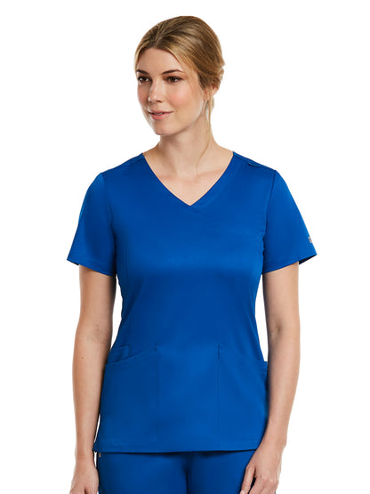 Women's Three-Pocket Curved Mock Wrap Top - 3701 - Royal Blue