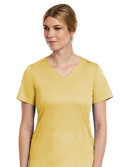 Women's Three-Pocket Curved Mock Wrap Top - 3701 - Sunshine Yellow