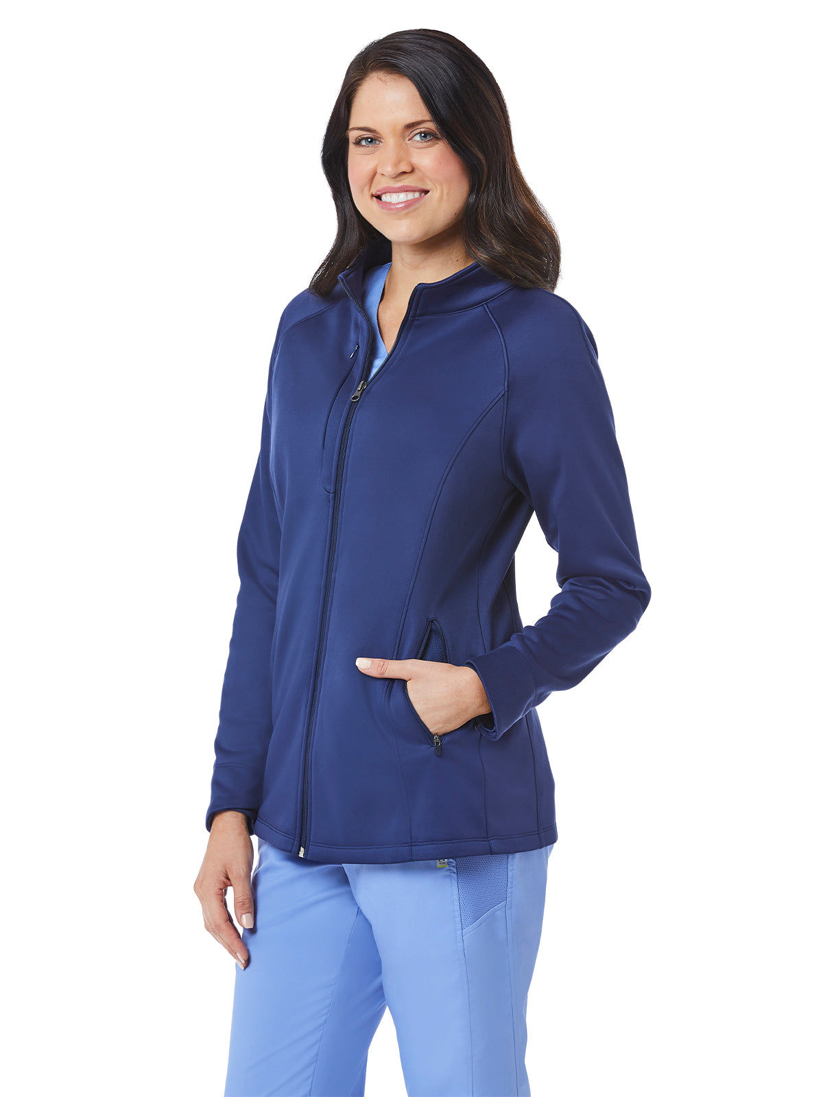 Women's Three-Pocket Bonded Fleece Jacket - 3812 - Navy