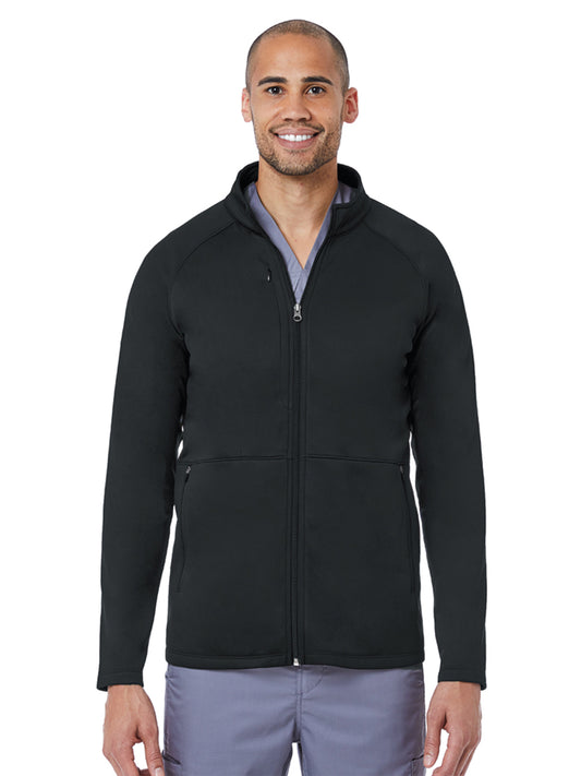 Men's Three-Pocket Bonded Fleece Scrub Jacket - 3814 - Black